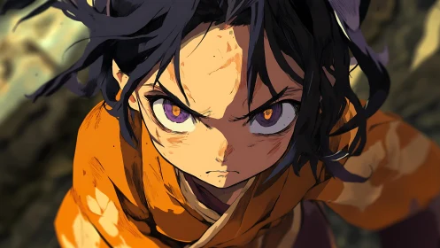 Fierce young warrior locks eyes with danger and refuses fear