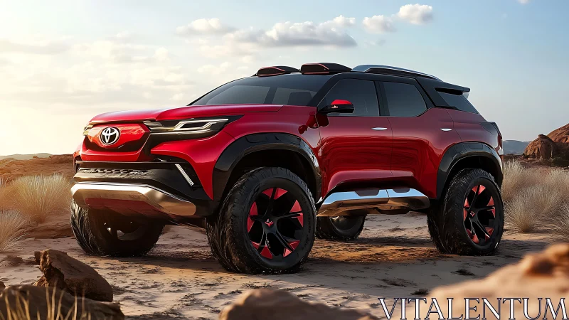 Red Toyota off road concept SUV stands bold in desert light