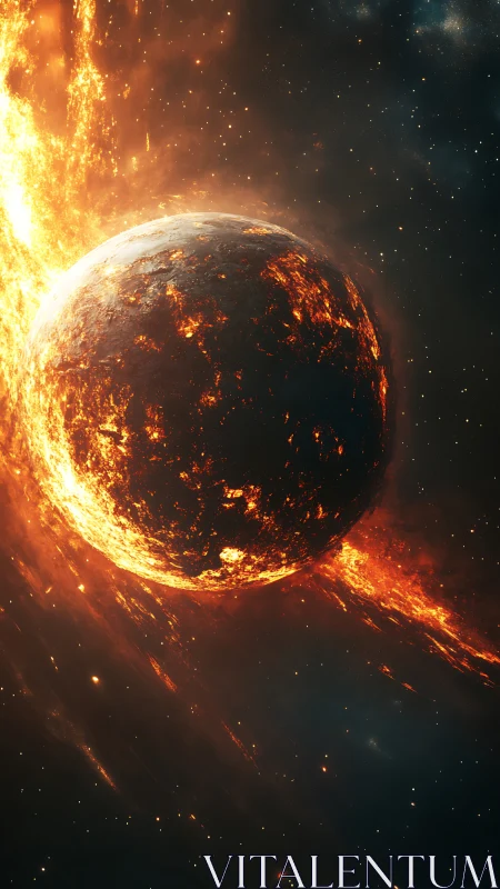 Molten twilight world drifting through a river of fire.