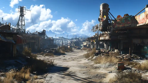 Sunlit post-apocalyptic main street quietly waits for stories.