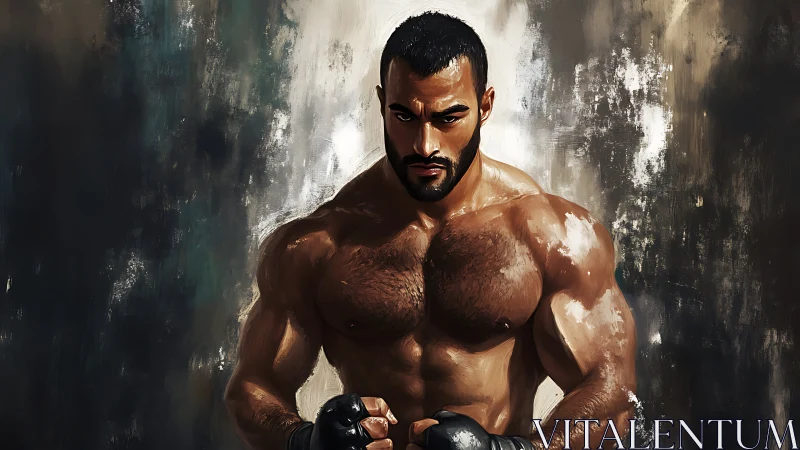 Focused fighter stands strong in a storm of bold color.