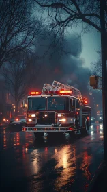 Fire Engine Emergency Response: Nocturnal Urban Operations in Atmospheric Precipitation