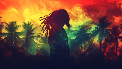 Sunlit island silhouette celebrates calm against blazing sky