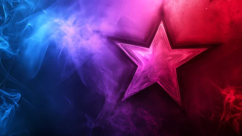 Chromatic vapor star with gradient-bisected luminous field.