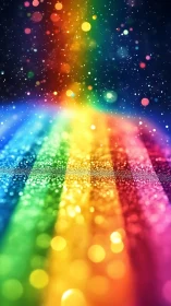 Spectrum gradient with bokeh particles and light trails.