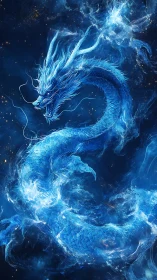 Celestial blue dragon formed from swirling cosmic water.