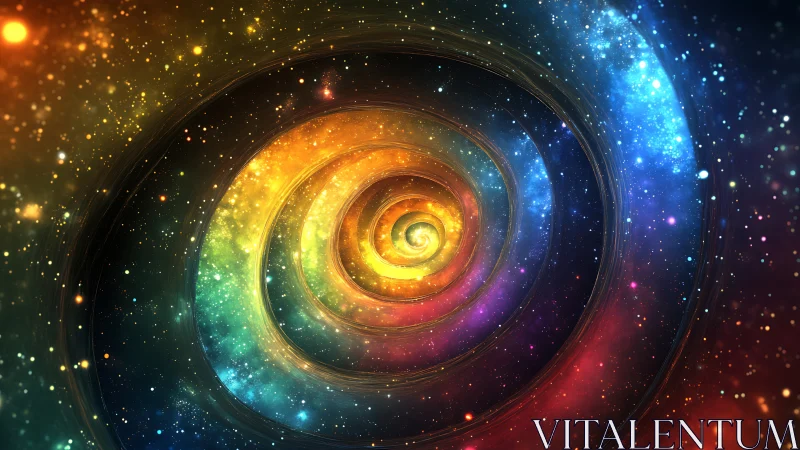 Spiral galactic vortex with multicolor nebula dust field rendered