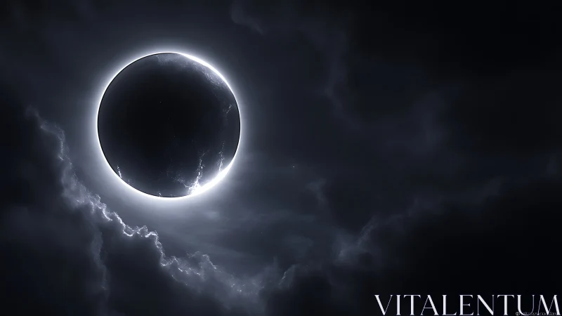 Total solar eclipse renders luminous corona through storm clouds