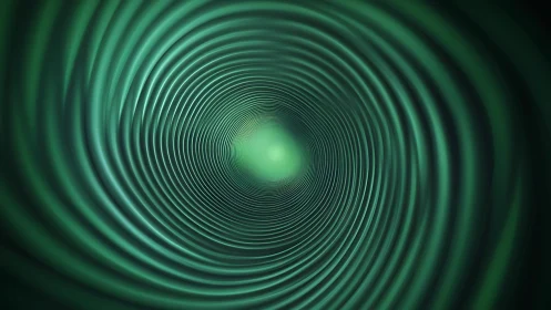 Green concentric tunnel rings forming abstract vortex.
