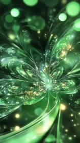 Shimmering Emerald Bloom Unfolding in Dreamy Light.