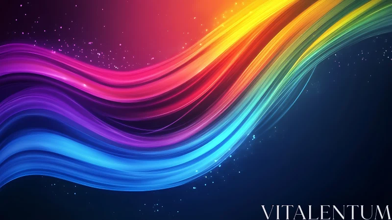 Prismatic river of neon light streaming through midnight space.