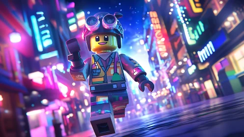 Neon city sprint with a joyful LEGO night explorer.