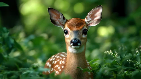 Juvenile white tailed deer rendered with shallow depth of field