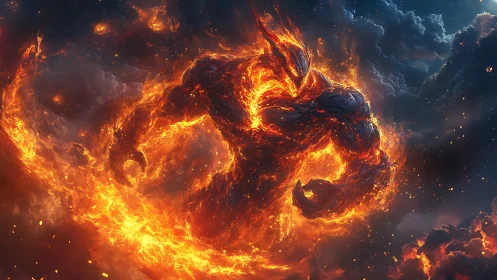 Firestorm titan twists the sky into a molten battlefield