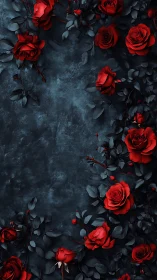 Red Roses Against Moody Blue Stone.

 Elegant drama in every bloom.