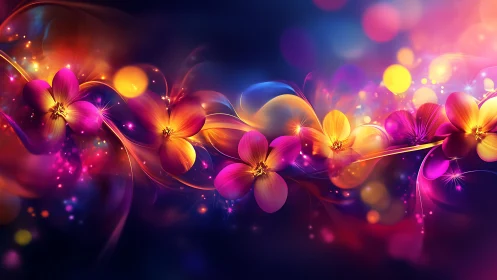 Luminous Floral Composition with Dynamic Bokeh and Volumetric Light Effects