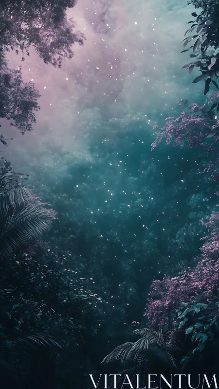 Ethereal Forest Canopy with Particles and Foliage
