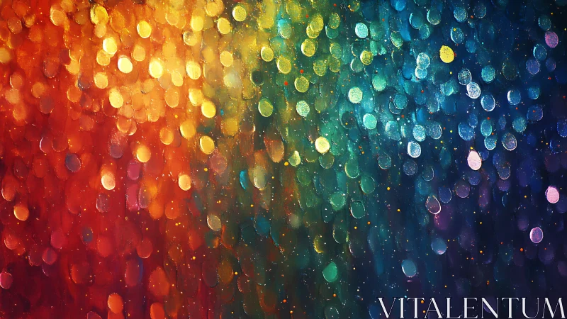 Vibrant abstract bokeh lights in full rainbow gradient.
