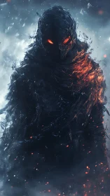 Ember-Eyed Wraith Rising From a Storm of Ash and Frost.