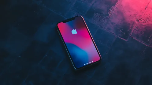 Smartphone with gradient display on textured surface