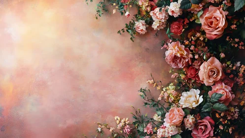 Luxuriant Floral Border Arrangement Against Soft Gradient Background