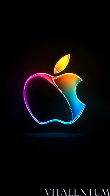 Spectral neon apple contour with luminous edge refractions.