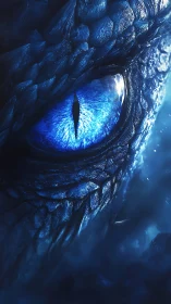 Icy dragon eye in glacial blue close-up fantasy portrait.