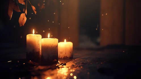 Volumetric candlelight cascade with particulate glow dynamics.