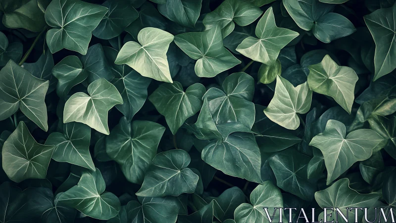 Ivy leaves quietly choreograph a deep green forest mosaic