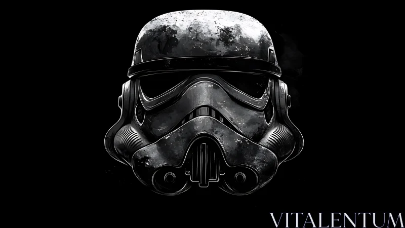 Monochrome sci fi helmet rendered with high contrast lighting