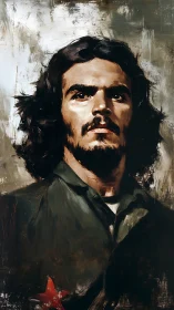 Brush-textured revolutionary portrait with militant chroma accents.