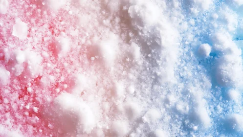 Macro crystalline snow texture with gradient pink blue lighting