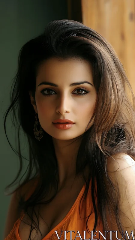 Portrait beauty under soft window light, warm tones glow.