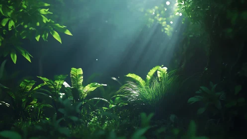 Enchanted Forest Glow: Sunlight Dancing Through Lush Leaves.