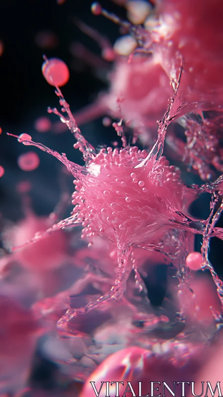 Blushing microcosm of liquid neurons in cosmic bloom.