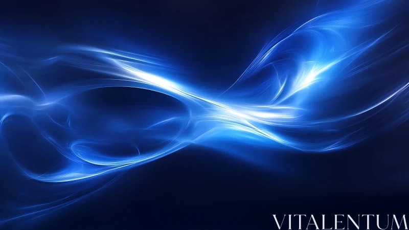 Abstract blue energy waves on dark background, digital art style.