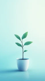 Potted seedling stands centered against soft gradient background