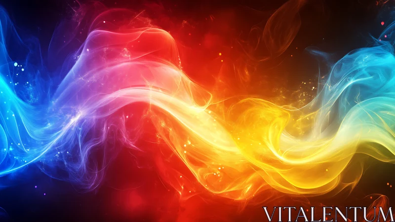 Chromatic currents collide in a luminous ribbon of energy.