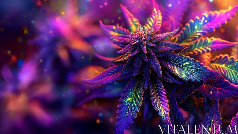 Neon dusk bloom crowns a prismatic, radiant dreamleaf plant.