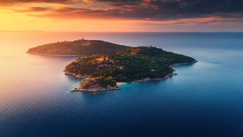 Emerald Islands Bathed in Golden Twilight Glow.