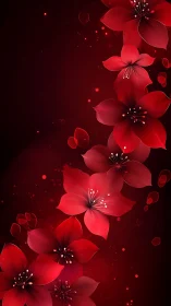 Luminous Red Flowers Against Dark Gradient Background.