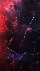Shattered cosmic glass glows with red and violet nebula light