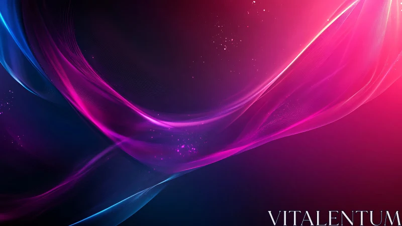 Neon magenta light trails over deep blue cosmic gradient