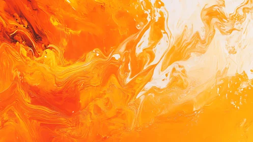 Vibrant orange fluid abstraction explores molten chromatic motion