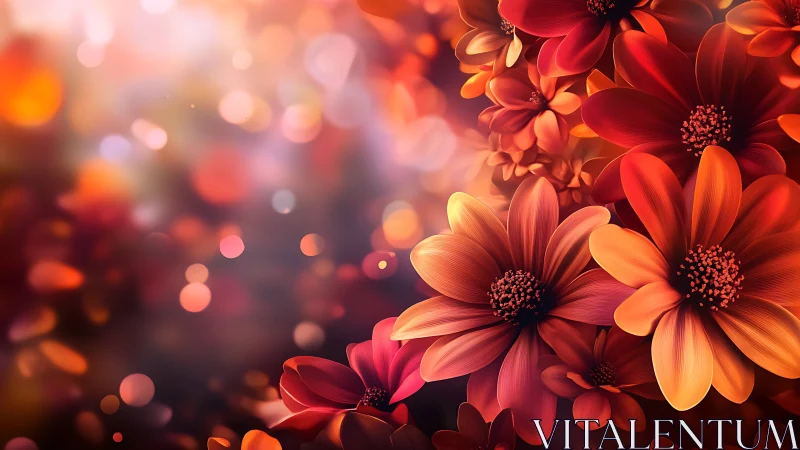 Chromatic Floral Bokeh: Layered Dahlias with Warm Gradient.