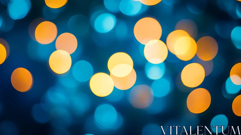 Abstract bokeh background with blue and orange glowing circles.