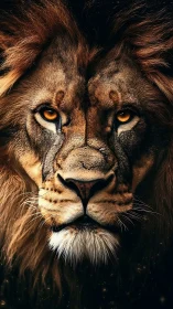 Close frontal view shows detailed lion face and mane