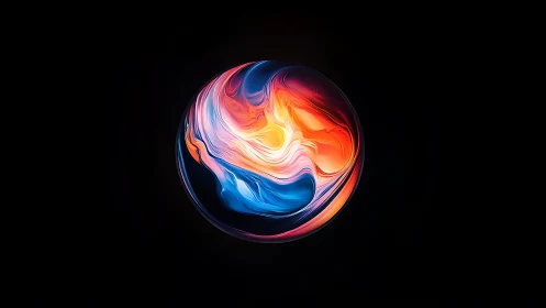 Colorful abstract sphere with fluid swirling gradients.