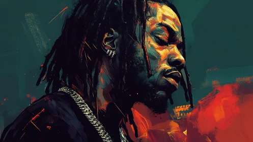 Moody urban portrait captures introspective man in neon light