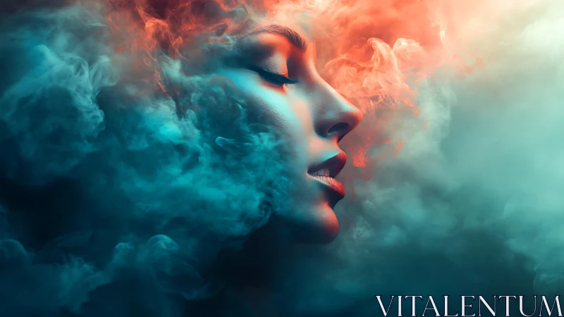 Dreamlit profile in teal and ember swirling vapor clouds.